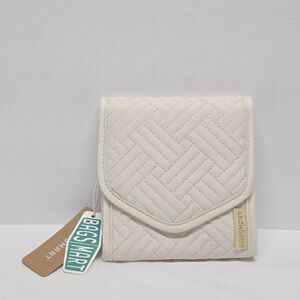 BAGSMART Travel Jewelry Organizer Case Foldable Small Cream NWT